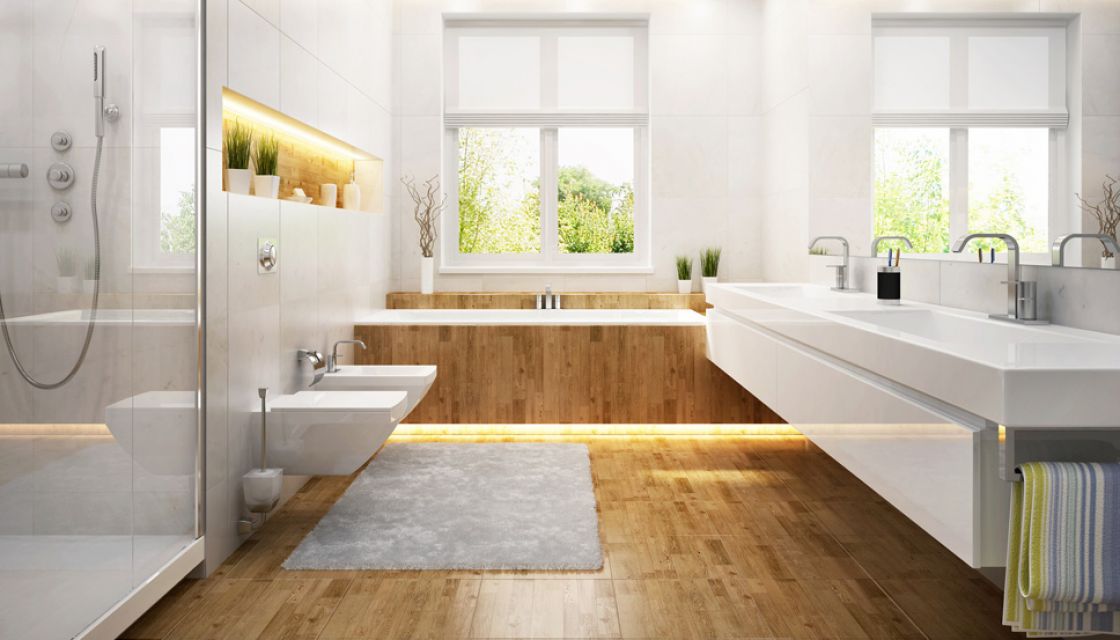 System aranżacji łazienek - Podłogi drewniane.